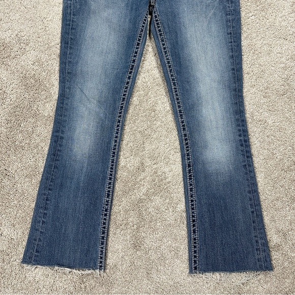 Miss Me Chloe Slim Boot Cut Jeans Mid Rise Border Stitch Flap Pockets Blue 27 - Picture 5 of 16